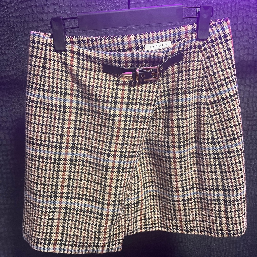 Sandro Buckle Detail tweed Skirt
